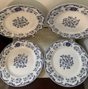Royal Stafford Blue and White French Toile Floral 11" DINNER Plates Set of 4 NWT - Picture 1 of 20