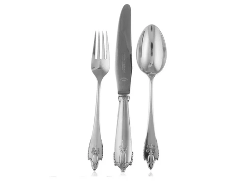 Complete Georg Jensen Akkeleje Silverware Set Cover