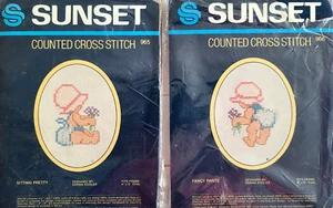 Sunset Designs Counted Cross Stitch Kit Baby Nursery Sitting Pretty Fancy Pants - Picture 1 of 5