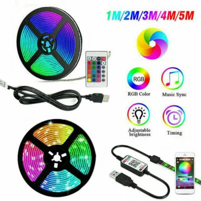 LED TV Backlight Light USB 5050 RGB Strip Light with Remote Control 5V 30 LED/M - Image 1 of 4