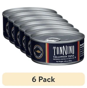 (6 pack) Tonnino Premium Yellowfin Tuna Chunks in Olive Oil, 4.94 oz, Can - Picture 1 of 9