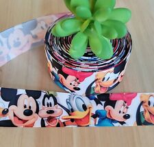 7/8 & 1.5" (1 YD) Mickey Mouse Grosgrain Ribbon Minnie Goofy Donald Pluto Fab 5