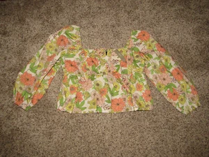NEU J CREW PUFFÄRMEL QUADRATISCH GESMOKTES CROP TOP VINTAGE BLUMEN FARBE Gr. 18 - Bild 1 von 10