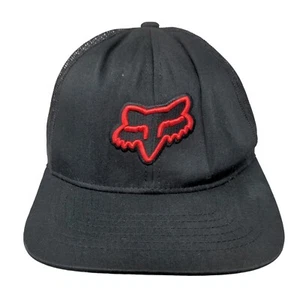 Fox Head Snapback Mesh Back Trucker Hat Black OSFA Embroidered Logo - Picture 1 of 9