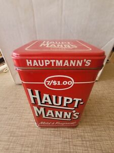 VINTAGE ADVERTISING  HAUPT-MANN'S  TOBACCO Cigarettes Empty TIN With Lid Only