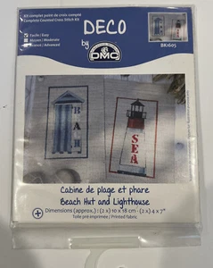NEW DECO by DMC Cross Stitch Kit #BK1605 Lighthouse + Beachhut - Picture 1 of 4