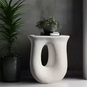 Minimalist U-shaped Side Table Garden Patio Stool Concrete End Table Home Decor - Picture 1 of 17