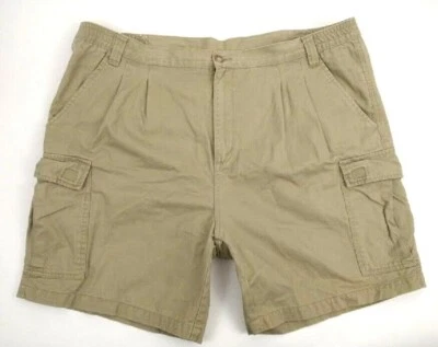 Shorts casual Architect masculino cargo 100% algodão frente plana bege cáqui tamanho 46 - Imagem 1 de 4