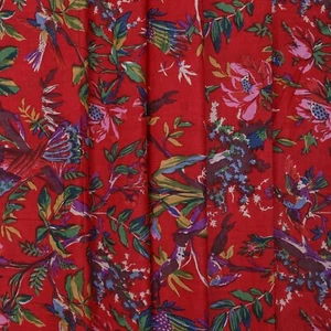 Indian 5 Yard Hand Block Floral Print 100% Cotton Dressmaking Craft Fabric - Picture 1 of 3