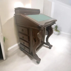 Vintage Davenport Captains Artist Desk Mahogany Victorian Green Leather Inlay - Picture 1 of 8