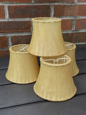 Juego de 4 candelabros de cuero crudo con clip pantalla de lámpara rústica rancho lodge suroeste Foto 1 de 4