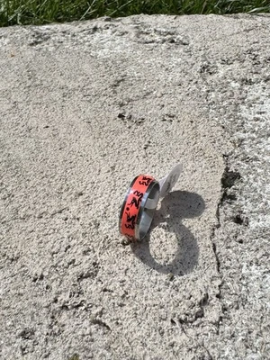Stainless Steel Red Ceramic Ring With Black Dragon Design Size 8.5 - Image 1 of 4