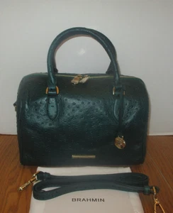Brahmin Stacy Smaragd Greenvale Straußenprägung Leder Umhängetasche Tasche Neu mit Etikett - Bild 1 von 14