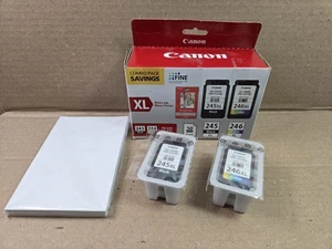 Canon 245 XL Black & 246 XL Color Ink Cartridge Set +50 4x6 Photo Paper Open Box - Picture 1 of 15