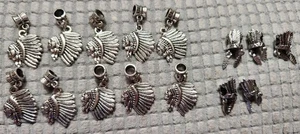 NEU X15 Indianer Kopf Charms & Kopfschmuck Europäische Zwischenring Perlen Silberfarben - Bild 1 von 3