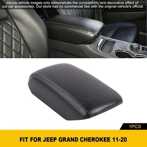 Carbon fiber Leather Armrest Storage Box Cover For Grand Cherokee Durango2011-20 - Picture 1 of 10