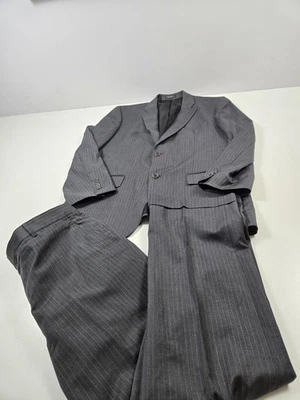 Traje John Varvatos Para Hombre 42R 36x30 Gris Rayas Delancy Lana SB 2 Piezas Foto 1 de 4