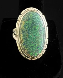 925 Sterling Silver Opal Gemstone Split Shank Ring Size 8.75 - Picture 1 of 5