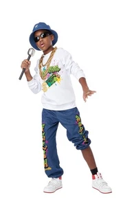 NUEVO 90 Hip Hop Niños Niño Disfraz Talla Grande 10-12 - Imagen 1 de 8