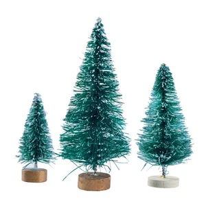  32 Pcs Miniature Frosted Sisal Christmas Trees Snow Pine Trees Bottle Brush - Picture 1 of 12