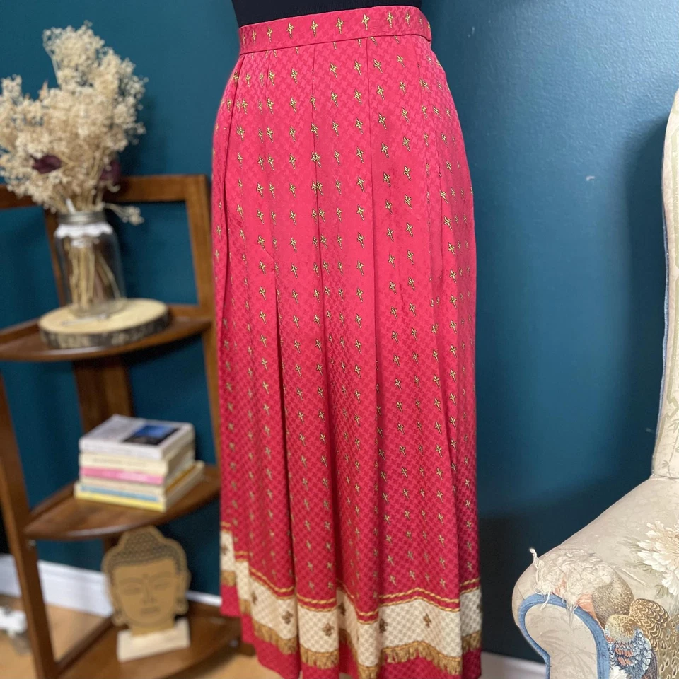 Maxi Falda Plisada 100% Seda Vintage Años 80 SOO por Soo Yung Lee Talla XS Foto 1 de 4