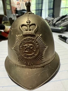 Vintage POLICE Bell METROPOLITAN ER Brass Helmet BOBBIE HAT Souvenir - YARD MET - Picture 1 of 3