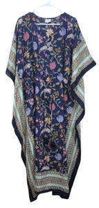 Pax Philomena Isadora Kaftan Beach Maxi Dress Kaftan Turquoise Floral OS - Picture 1 of 7