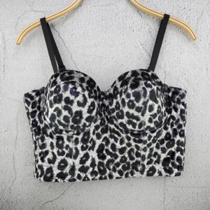 Women Tank Bustier Bra Bralette Corset Crop Top Leopard Spaghetti Strap Clubwear - Picture 1 of 12