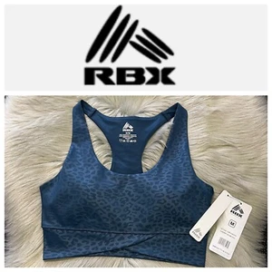 Reggiseno sportivo RBX Live Life Active Teal Wet Leopard nuovo con etichette taglia media imbottiture rimovibili - Foto 1 di 11