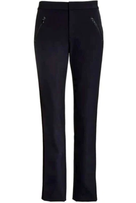 REBECCA TAYLOR AVA TECHY SKINNY STRAIGHT PANTS BLACK 0 - Image 1 of 4