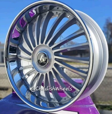 26" Inch STAGGERED Silver Brushed Artis Renegade XL BLANKS Wheels Rims 24 22 Foto 1 de 4