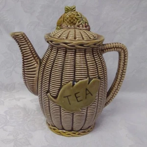 Teekanne Tilso Korbgeflecht Keramik Porzellan Nummeriert Japan Teekanne - Bild 1 von 8