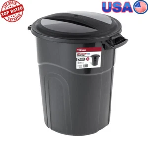 Heavy Duty 20 Gallon Plastic Garbage Can W/ Click Lock Lid Indoor Outdoor New - Picture 1 of 10