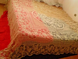 STUNNING Unique Handmade Filet LaceTablecloth Bedspreads size100'' x105''     - Picture 1 of 12