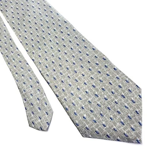 Corbata de seda Croft & Barrow gris azul estampado geométrico ancho - Imagen 1 de 6