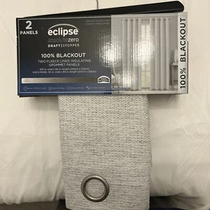 Pair of Blackout Curtains Eyelet Ring Top Ready Made Thick Thermal Curtain Set - Picture 1 of 4