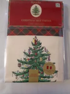 SPODE CHRISTMAS TREE TARTAN OBLONG FABRIC TABLECLOTH 60x120" NIP SEATS 10-12 - Picture 1 of 9