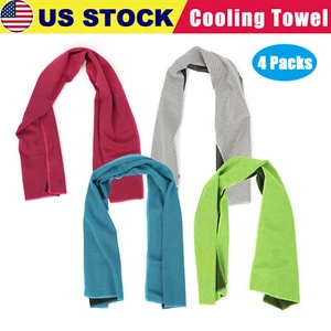 4Pcs Ice Towel Fast Cooling Wrap Sports Running Gym Yoga Fitness Camping Workout - Picture 1 of 16