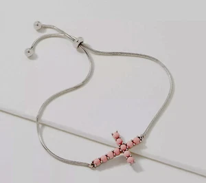 QVC Gemstone Cabochon Cross Adjustable Bracelet 14K Gold Over Sterling Silver - Picture 1 of 4