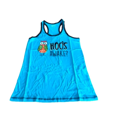 Lazyone Women Pyjama Tank Sleeveless PJ Tops T-Shirts Nightwear Cotton D115 - Image 1 of 3