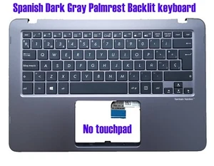 Spanish Dark Gray Palmrest Backlit keyboard for Asus UX360U UX360UA Q324U Q324UA - Picture 1 of 2