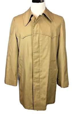 London Fog Vintage Men's Brown Tan Overcoat Trench Coat size 40R Bonus Liner USA - Image 1 of 4