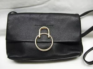 Vince Camuto Ruthie Crossbody Gold Metal Black Pebbled Leather Purse - Picture 1 of 5
