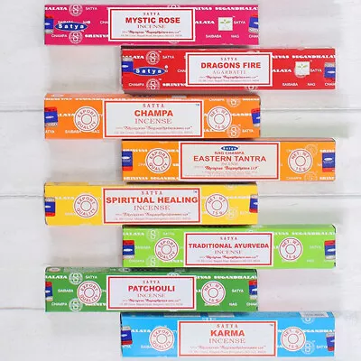 SATYA Nag Champa Incense Sticks Joss 1/3/12 15g Packs Insence Scent Mix & Match  - Image 1 of 4