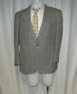 Abrigo deportivo Brioni mezcla seda vintage ventana pata de gallo monograma botones 42 Foto 1 de 4