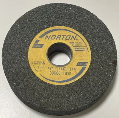 Norton Grinding Wheel 39C60-I8VK 6" X 1 1/4" X 1  1/4" NEW Made in USA - Image 1 of 3