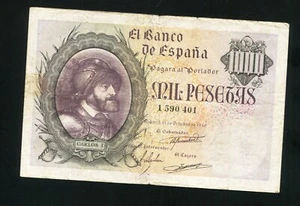 tu_bazar BILLETE 1000 PESETAS 1940 CARLOS I 1590401 MUY BUEN APRESTO MBC - - Imagen 1 de 2