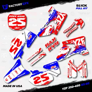 Red Wh Blue Slick Racing Graphic Kit fits Yamaha YZ250F YZ450F 03-05 YZF 250 450 - Bild 1 von 5
