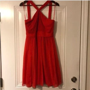 J crew silk chiffon Poppy Red Sinclair Halter Dress (4) gossip girl flowy - Picture 1 of 5