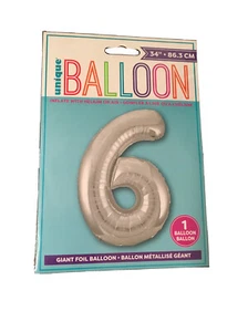 Giant 6 6th Birthday Party Silver Foil Balloon 34" Unique New Number Numeral - Picture 1 of 1